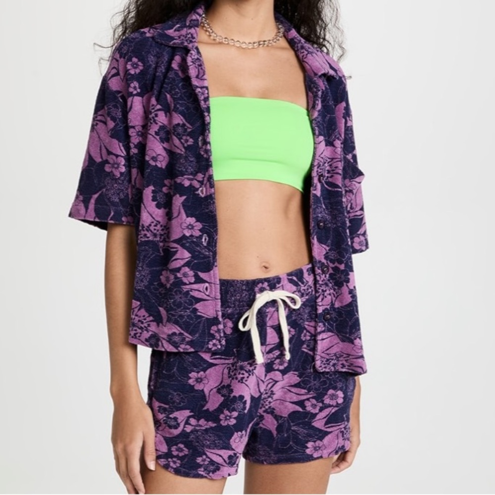 SUNDRY Women's Retro Floral Terry Shirt